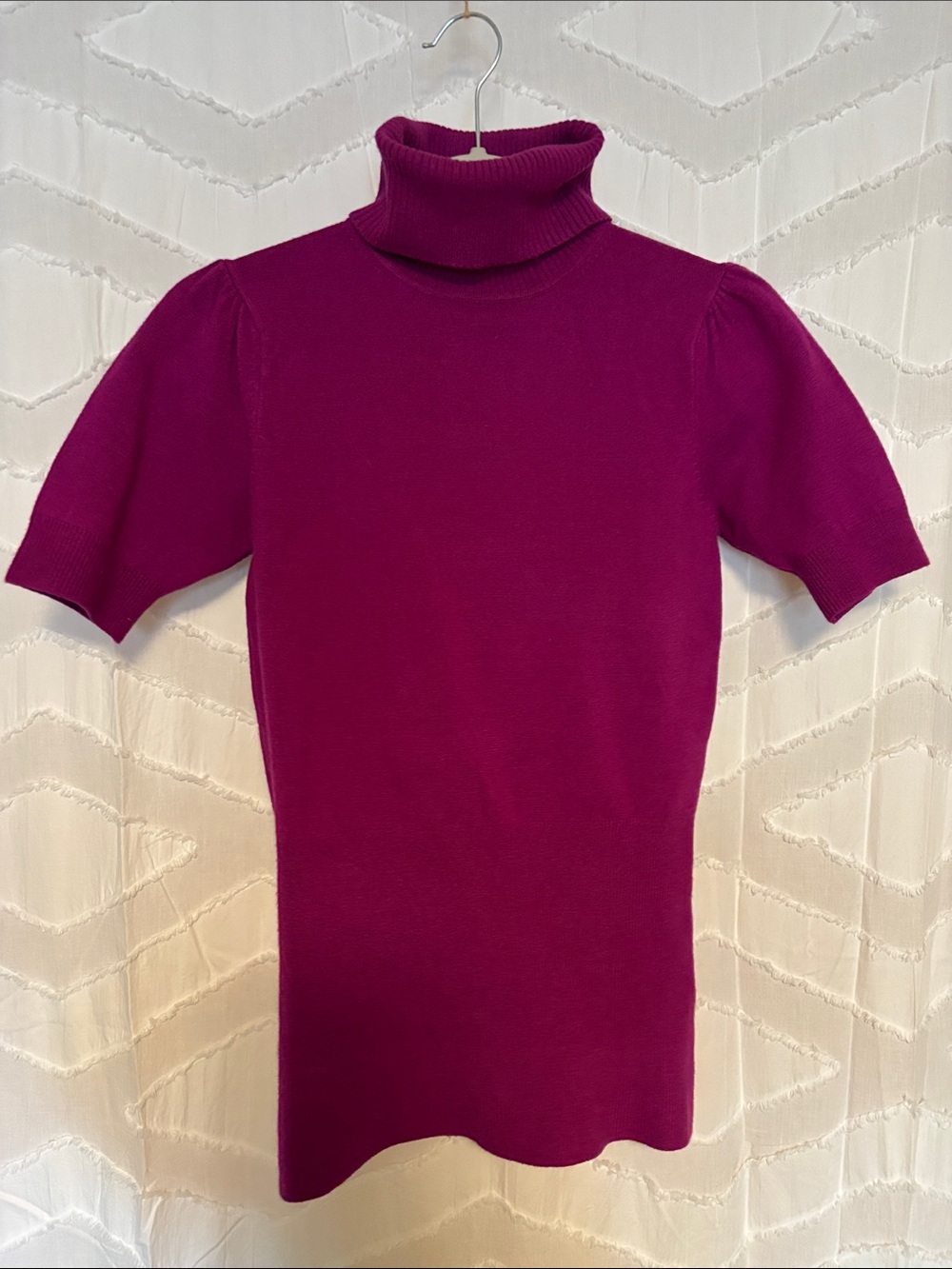 French Connection Magenta Short Sleeve Turtleneck Sweater